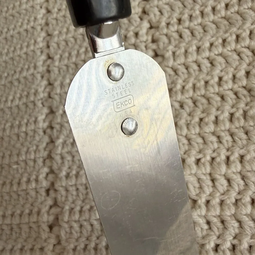 Ekco Vintage Cake Frosting Spatula Black Plastic Handle Stainless Steel Made USA